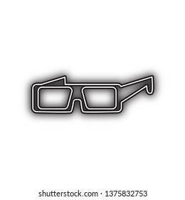 Modern glass sign. Vector. Double contour black icon with soft shadow at white background. Isolated.
