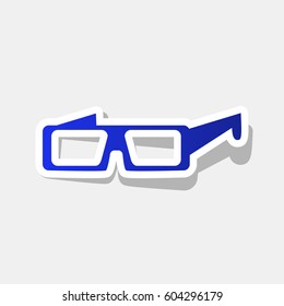Modern glass sign. Vector. New year bluish icon with outside stroke and gray shadow on light gray background.