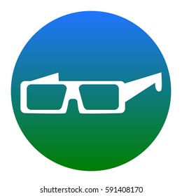 Modern glass sign. Vector. White icon in bluish circle on white background. Isolated.