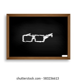 Modern glass sign. White chalk icon on black school board with s
