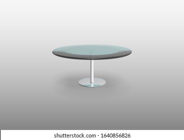 Modern glass table round on a white background