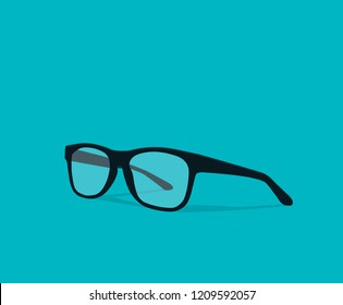 Modern glasses icon isolated on white background vector illustration of elegance spectacles in black frame, eyeglasses with lense, eyewear model