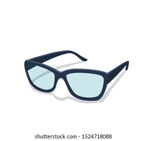 Modern glasses icon isolated on white background vector illustration of elegance spectacles in black frame, eyeglasses with lense, eyewear model