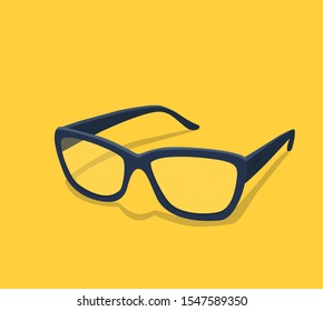 Modern glasses icon isolated on white background vector illustration of elegance spectacles in black frame, eyeglasses with lenses, eyewear model