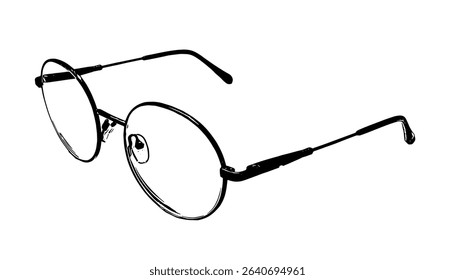 Modern glasses icon. Vector illustration of stylish eyeglasses with black frame and clear lenses. Perfect for fashion, optics, web, and app design. EPS