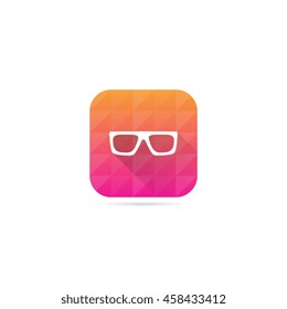 Modern Glasses or Optics Icon With Long Shadow