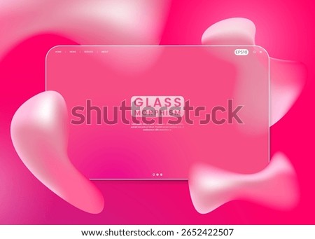 Modern glassmorphism design with a bold pink background and soft translucent 3D blobs, creating a vibrant and futuristic interface ideal for beauty or fashion-themed projects.