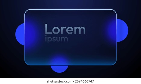 Modern glassmorphism frame on a dark background. Vector illustration