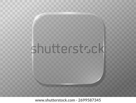 Modern glassmorphism UI with 3D square panel and holographic glow. Transparent glass morphism rectangle for web or app design mockup.