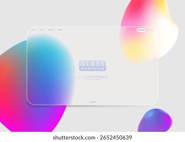design moderno da interface de usuário de glassmorphism com camadas translúcidas suaves, gradientes suaves e bolhas abstratas coloridas. Perfeito para interfaces da Web, apresentações digitais ou visuais de marca criativos.