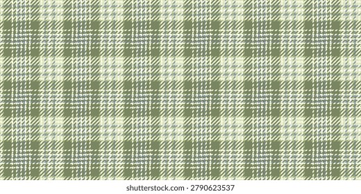 Modern glen check pattern in a green palette with diagonal lines in olive and forest tones, featuring a twill structure for fabric and background design
