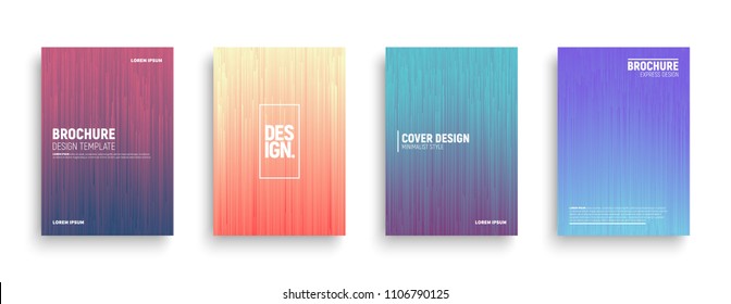 Modern Glitch Art Vector Minimal Style Brochure, Cover, Flyer, Book Design Template. Dynamic Patterns Background. Contemporary Illustration