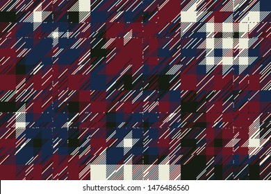 Modern glitch background. Color geometric abstract pattern vector. Damage lines glitches effect wallpaper. Grunge texture plaid.