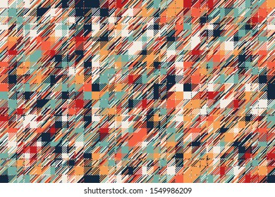 Modern glitch background. Color geometric abstract pattern vector. Damage lines glitches effect wallpaper. Grunge texture plaid.