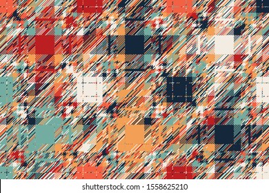 Modern glitch background. Color geometric abstract pattern vector. Damage lines glitches effect wallpaper. Grunge texture plaid.