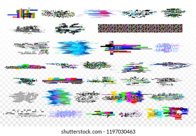 Modern glitch collection. Tv noise glitches, monitor signal decay and screen bug.