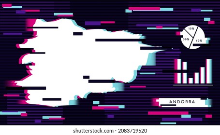 Efecto de ajuste moderno de Andorra Mapa perfecto para logotipos, plantillas de medios sociales, banner e infografía.