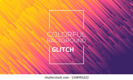 Modern glitch effect. Digital vector minimalistic style. Vivid color striped abstract background.