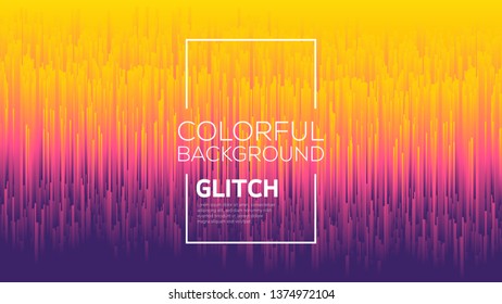 Modern glitch effect. Digital vector minimalistic style. Vivid color striped abstract background. Template for your design, cover, flyer, book, brochure. Dynamic flow lines conceptual illustration.