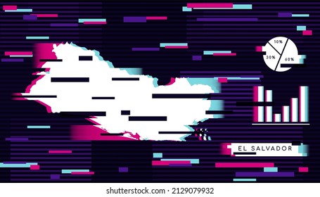 Modern Glitch Effect of El Salvador Map perfect for Logo, Social Media Template, Banner, and Infographic.