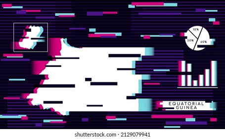 Modern Glitch Effect of Equatorial Guinea Map perfect for Logo, Social Media Template, Banner, and Infographic.