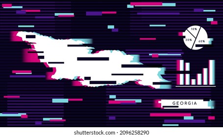Modern Glitch Effect of Georgia Map perfect for Logo, Social Media Template, Banner, and Infographic.