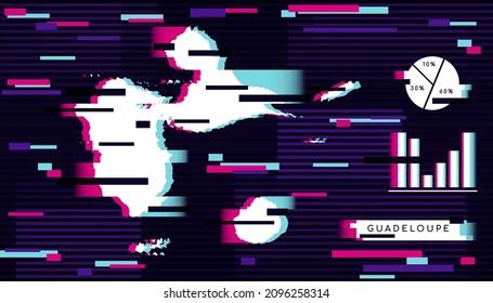 Efecto de destello moderno del mapa de Guadalupe perfecto para logotipo, plantilla de medios sociales, pancarta e infografía.