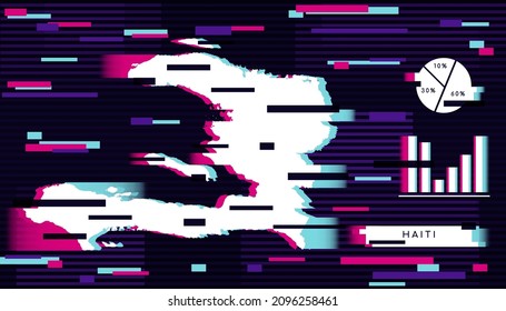 Modern Glitch Effect of Haiti Map perfect for Logo, Social Media Template, Banner, and Infographic.