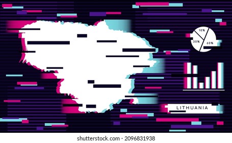 Modern Glitch Effect of Lithuania Map perfect for Logo, Social Media Template, Banner, and Infographic.