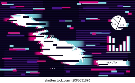 Moderno efecto de destello de Malta Mapa perfecto para logotipo, plantilla de medios sociales, banner e infografía.