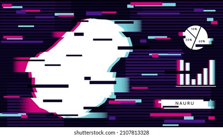 Modern Glitch Effect of Nauru Map perfect for Logo, Social Media Template, Banner, and Infographic.