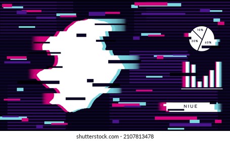 Efecto brillante moderno de Niue Map perfecto para logotipos, plantillas de medios sociales, pancartas e infografía.