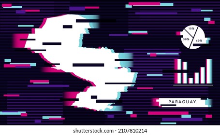 Moderner Glitch-Effekt von Papua-Neuguinea-Karte perfekt für Logo, Vorlage in sozialen Medien, Banner und Infografik.
