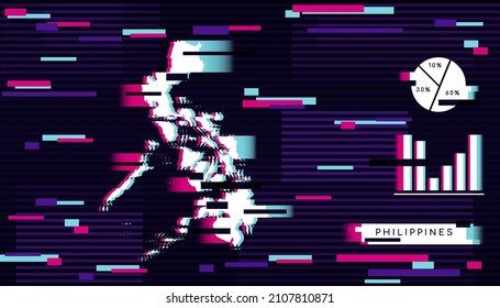 El moderno efecto de destello del mapa de Filipinas es perfecto para logotipos, plantillas de medios sociales, pancartas e infografía.