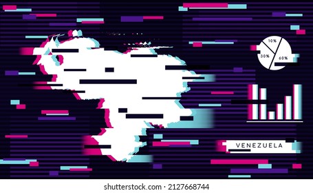 Modern Glitch Effect of Venezuela Map perfect for Logo, Social Media Template, Banner, and Infographic.