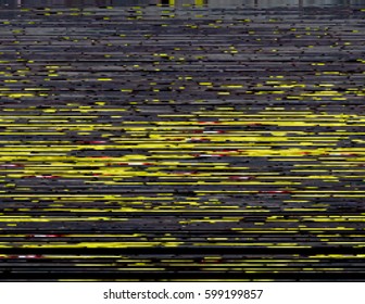 Modern glitched background illustration. Random signal error. Corrupted digital image. Array of collapsing data. Abstract contemporary print made of distorted colorful pixels. Element of design.