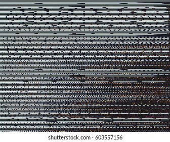 Modern glitched background illustration. Random signal error. Corrupted digital image. Array of collapsing data. Abstract contemporary print made of distorted colorful pixels. Element of design.