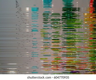 Modern glitched background illustration. Random signal error. Corrupted digital image. Array of collapsing data. Abstract contemporary print made of distorted colorful pixels. Element of design.