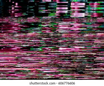 Modern glitched background illustration. Random signal error. Corrupted digital image. Array of collapsing data. Abstract contemporary print made of distorted colorful pixels. Element of design.