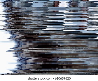 Modern glitched background illustration. Random signal error. Corrupted digital image. Array of collapsing data. Abstract contemporary print made of distorted colorful pixels. Element of design.