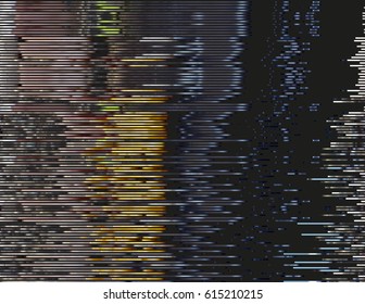 Modern glitched background illustration. Random signal error. Corrupted digital image. Array of collapsing data. Abstract contemporary print made of distorted colorful pixels. Element of design.
