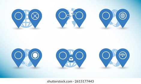 Modern Global Communication and Location Infographic Icons Flat Design Concept