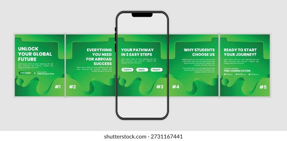 Modern Global Education Guide Social Media Carousel Post Design Template