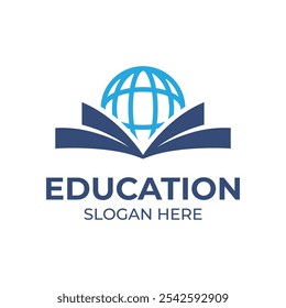 Logotipo moderno da educação global com o ícone do livro aberto