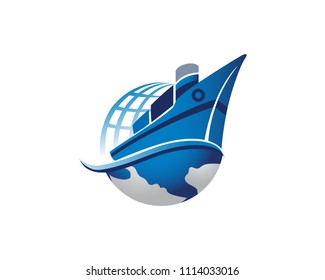 Modern Global Fast International Shipping Cargo Logo Illustration In Isolated White Background