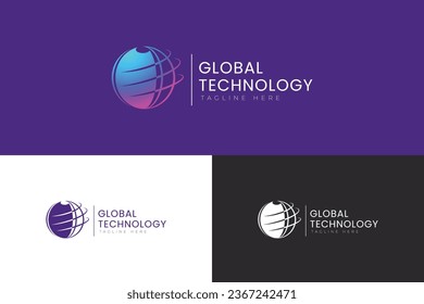 Modern Global Internet Service Provider Technology Network and Connection Logo Brand Identity