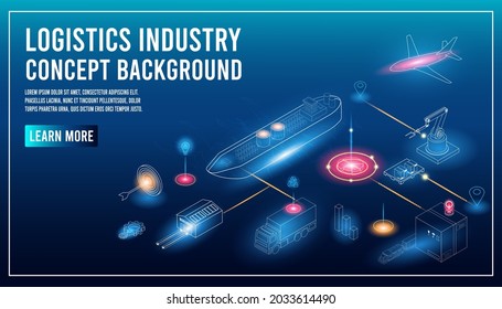 Modern Global logistic service Background concept with export, import, warehouse business and transport. Vector illustration EPS10