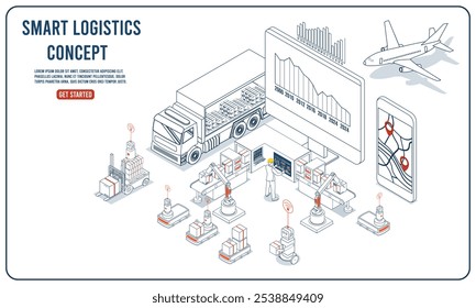 Modern global logistics combines export, import, warehousing, and transportation services. Smart logistics systems enhance flexibility and adaptability while better serving customer need. Vector eps10