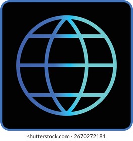 Icono de red global moderno con un gradiente vibrante para Web, interfaz de usuario App, marketing y proyectos de tecnología futurista.