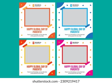 Modern global parents day post ads design template for a social media post template	

